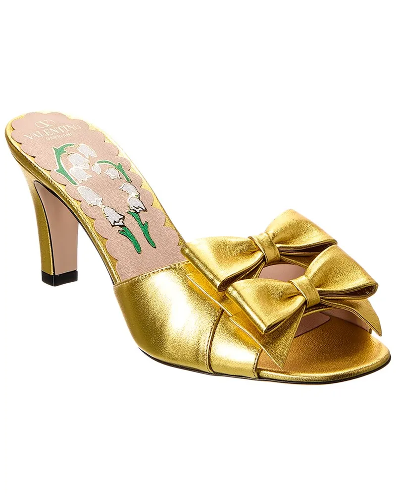 Valentino Garavani Bowow 80 Leather Sandal Gold