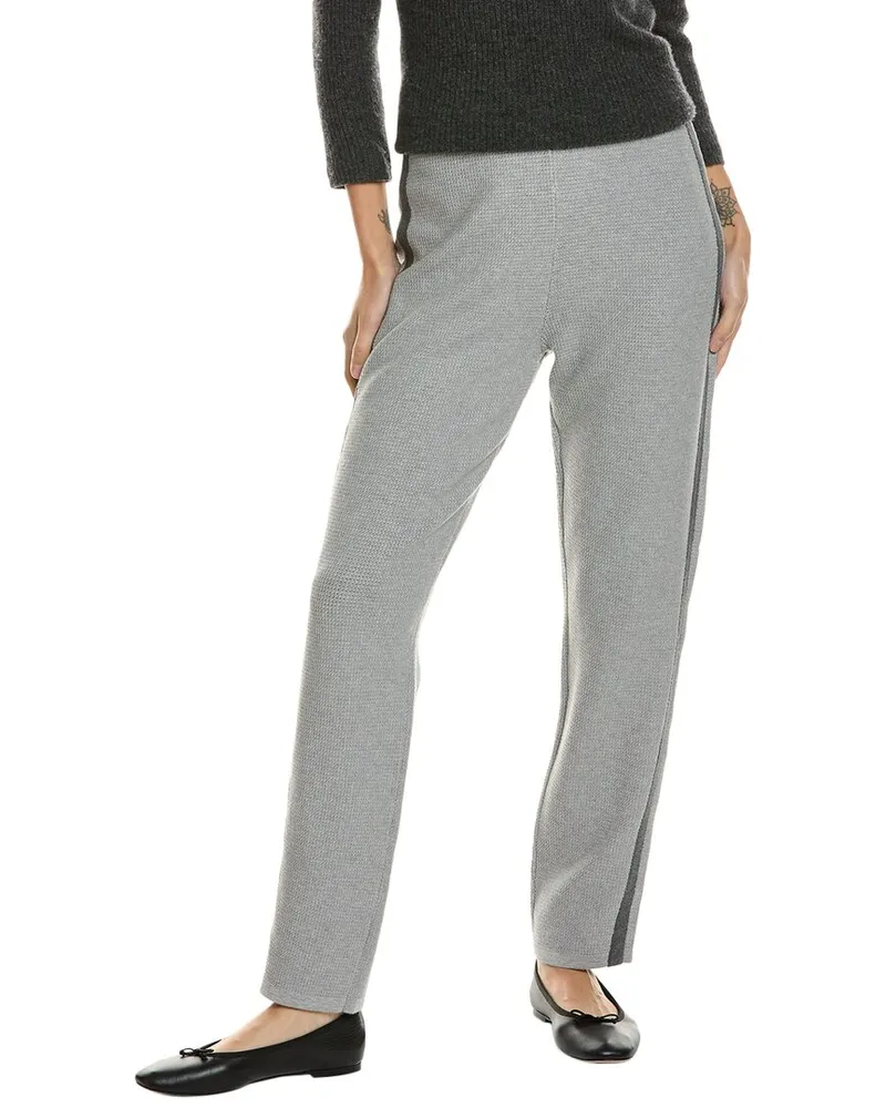 ST. JOHN Melange Spectator Stretch Pique Knit Pant Grey