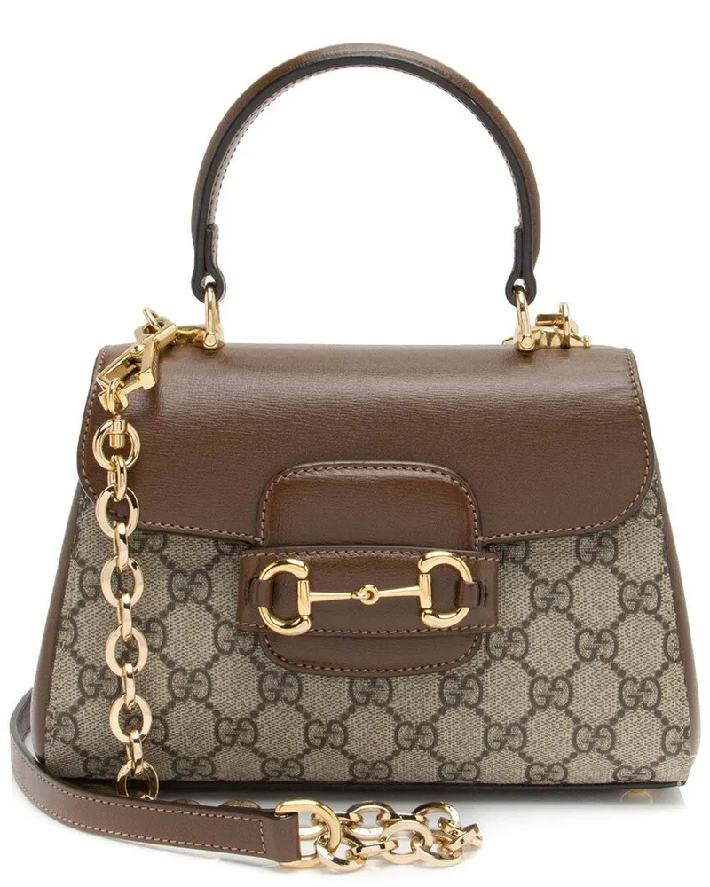 Gucci Brown GG Supreme Canvas Horsebit 1955 Small Chain Top Handle (Authentic  Pre-Loved Nocolor