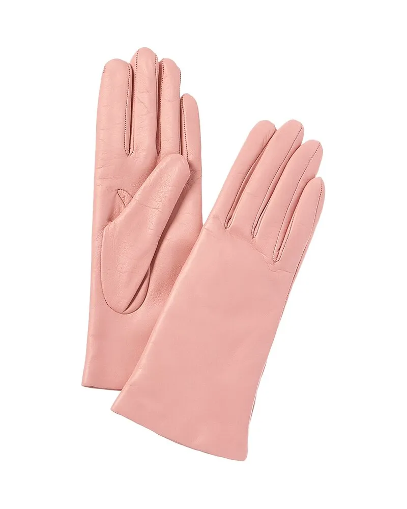 portolano  Cashmere-Lined Leather Gloves Pink