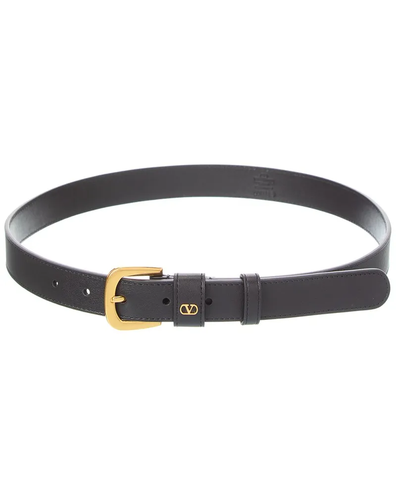 Valentino Garavani VLogo Signature Mini Leather Belt Black