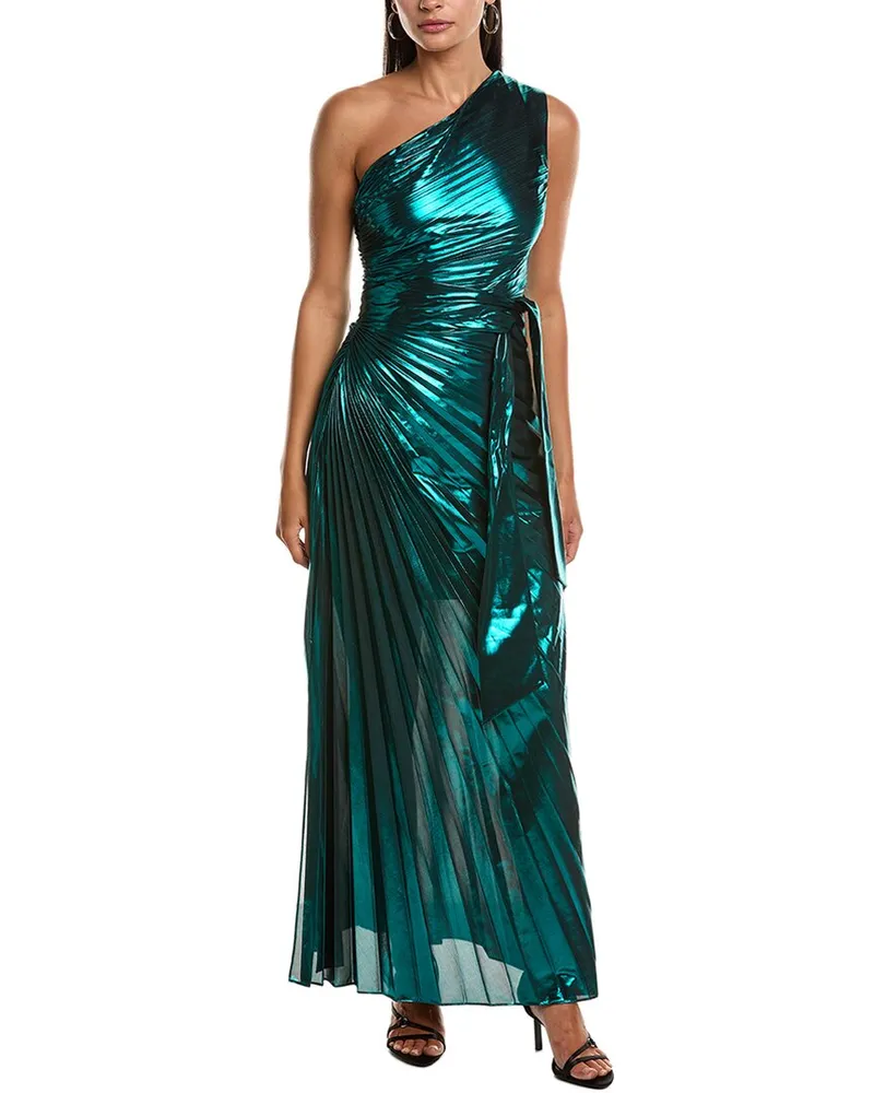 Milly Estelle Pleated Maxi Dress Green