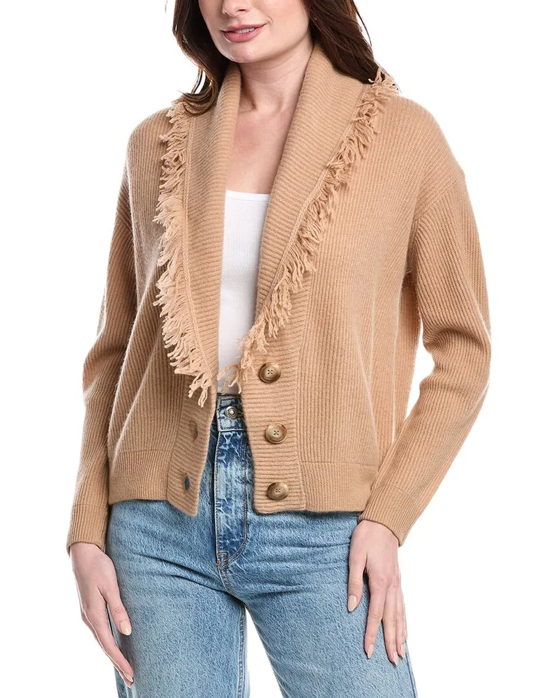 27 miles malibu Fringed Button Wool & Cashmere-Blend Cardigan Brown