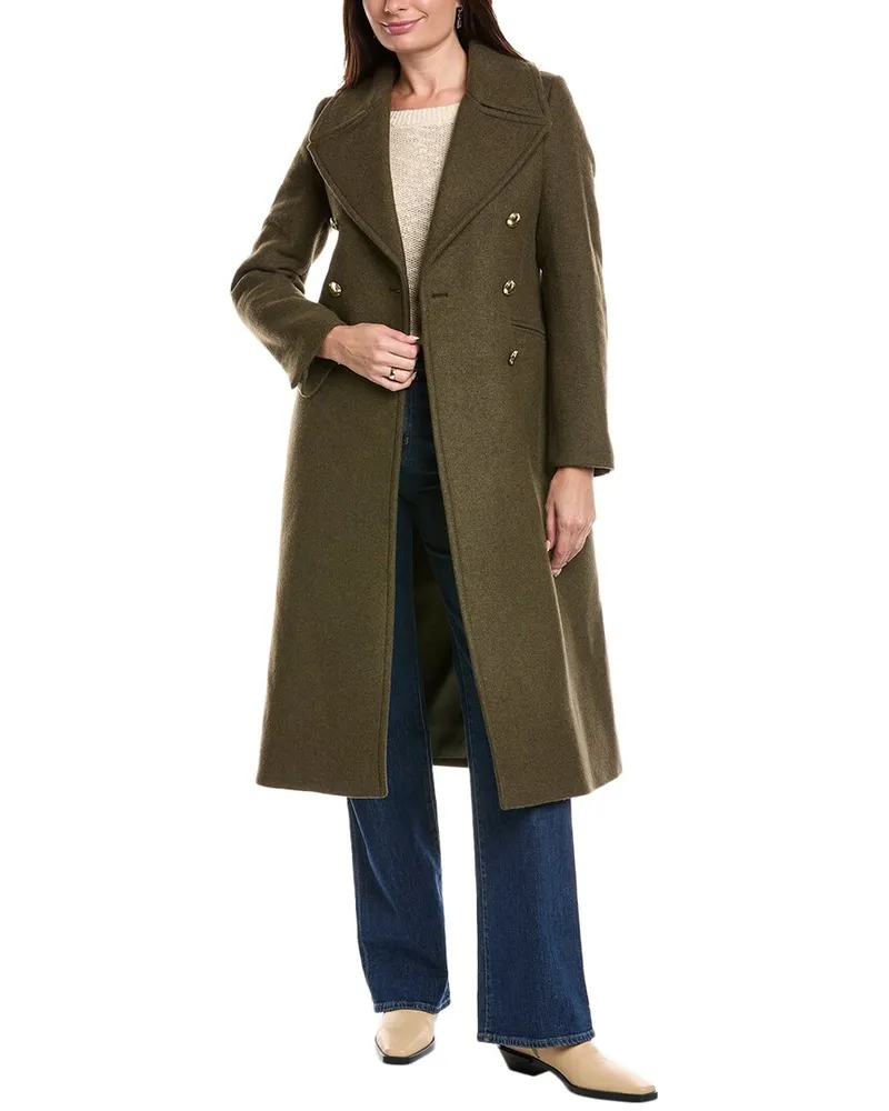 Barbour Reva Wool-Blend Military Coat Green