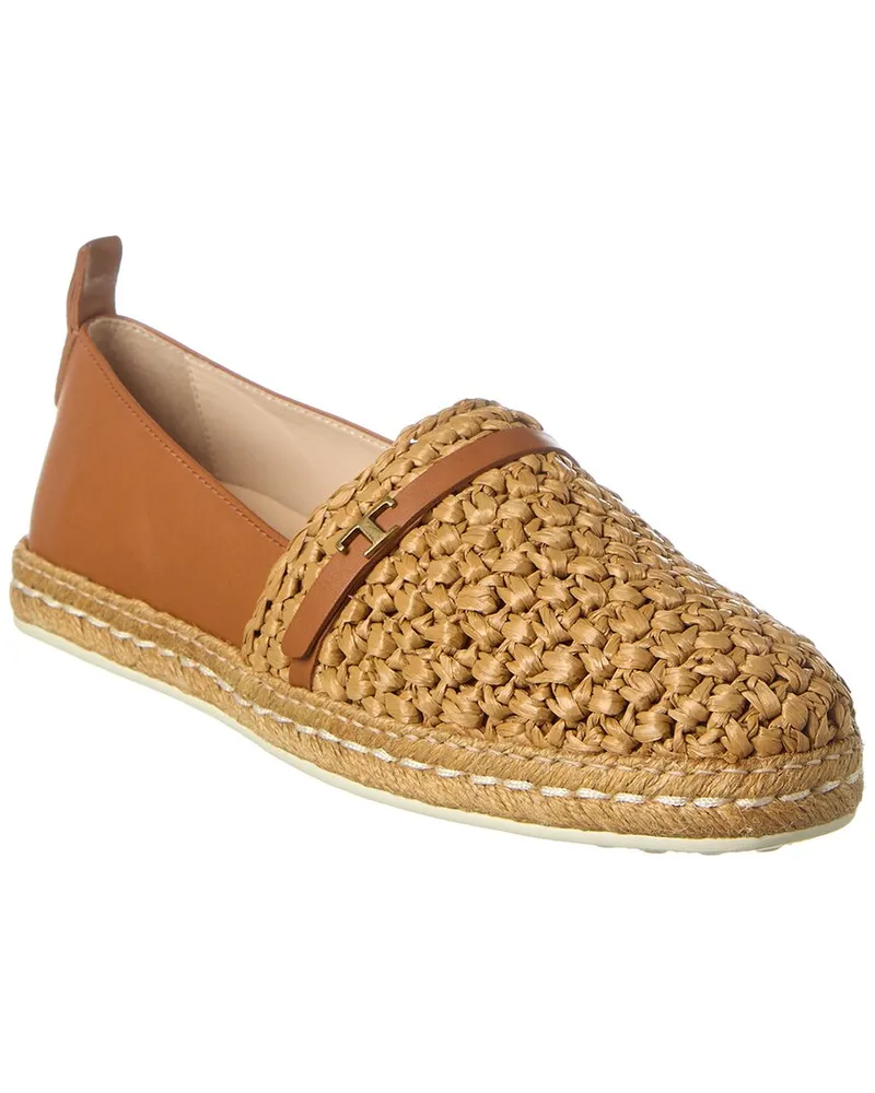 TOD'S TOD’s Gomma Raffia & Leather Espadrille Brown