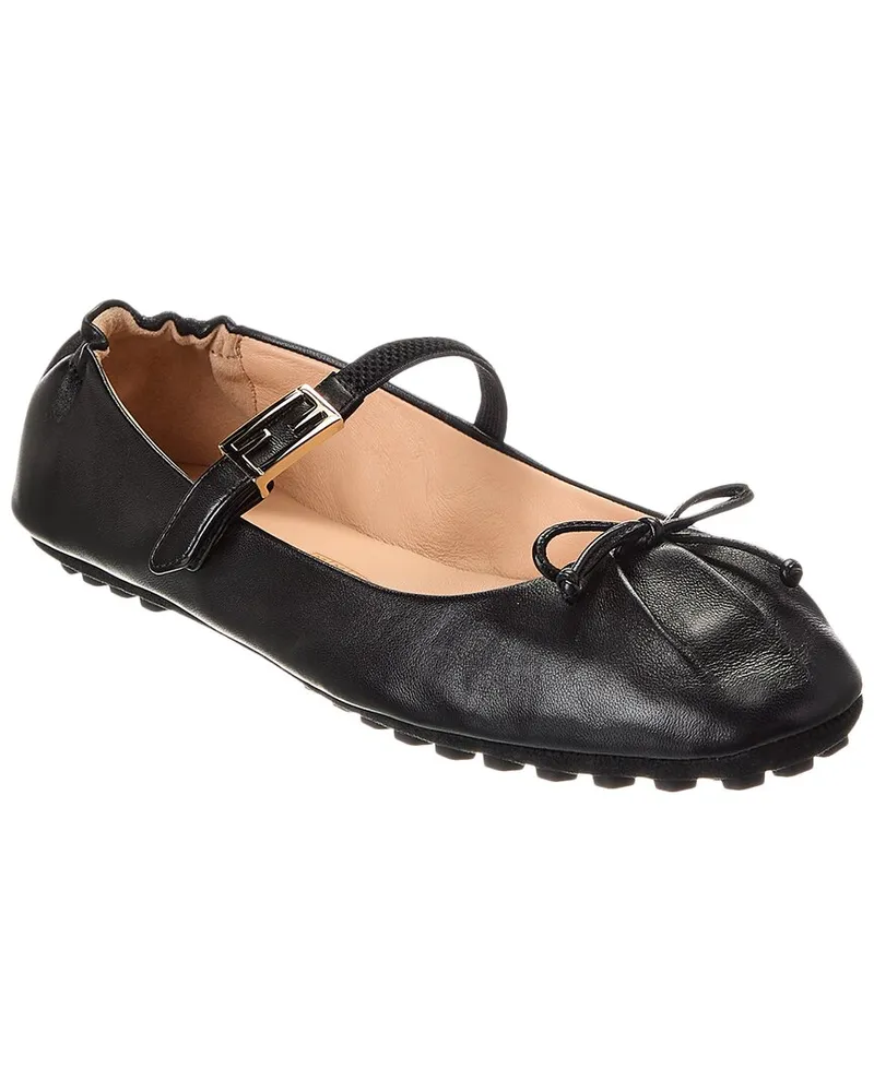 Fendi Baguette Leather Ballet Flat Black