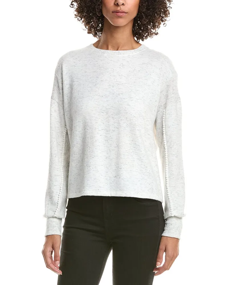 Michael Stars Blythe Mini Pom Pom Sweatshirt White