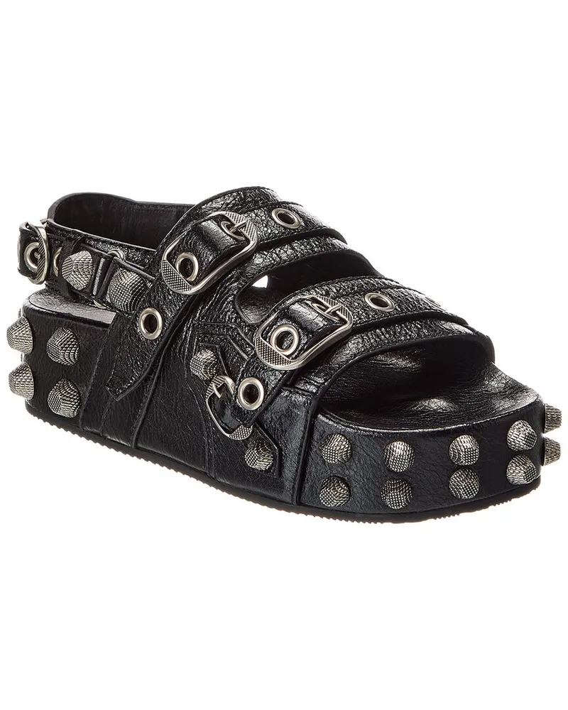Balenciaga Cagole Leather Sandal Black