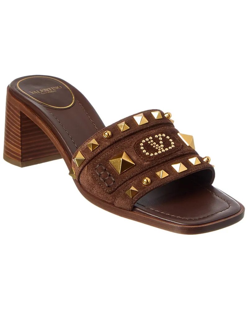 Valentino Garavani VLogo 60 Suede Sandal Brown