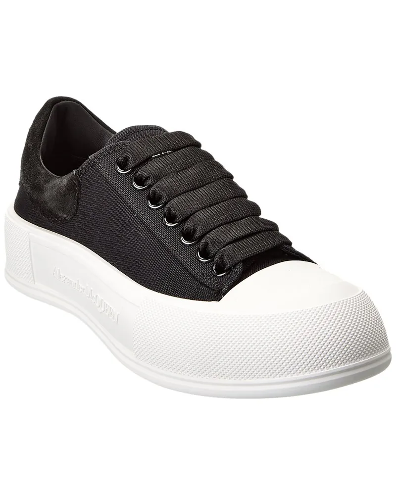 Alexander McQueen Deck Plimsoll Canvas & Suede Sneaker Nocolor