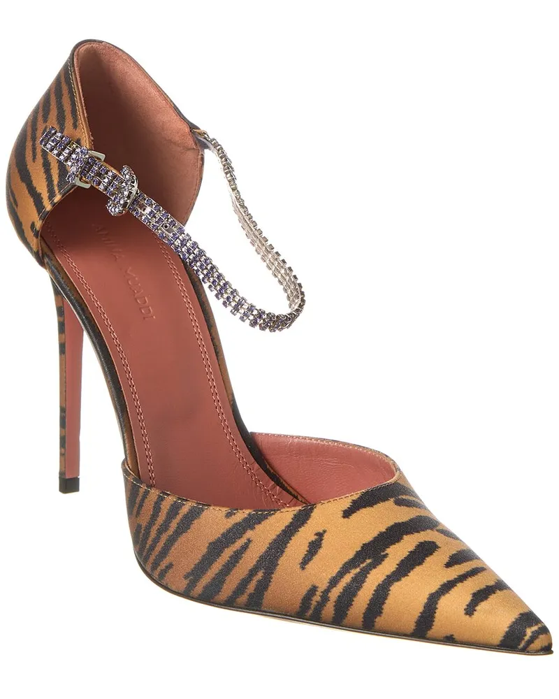 Amina Muaddi Ursina Crystal Satin Pump Orange