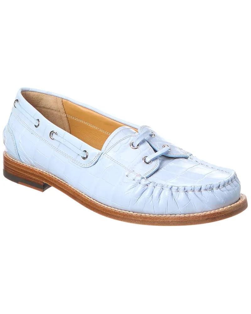 Bally Rimion Croc-Embossed Leather Loafer Blue