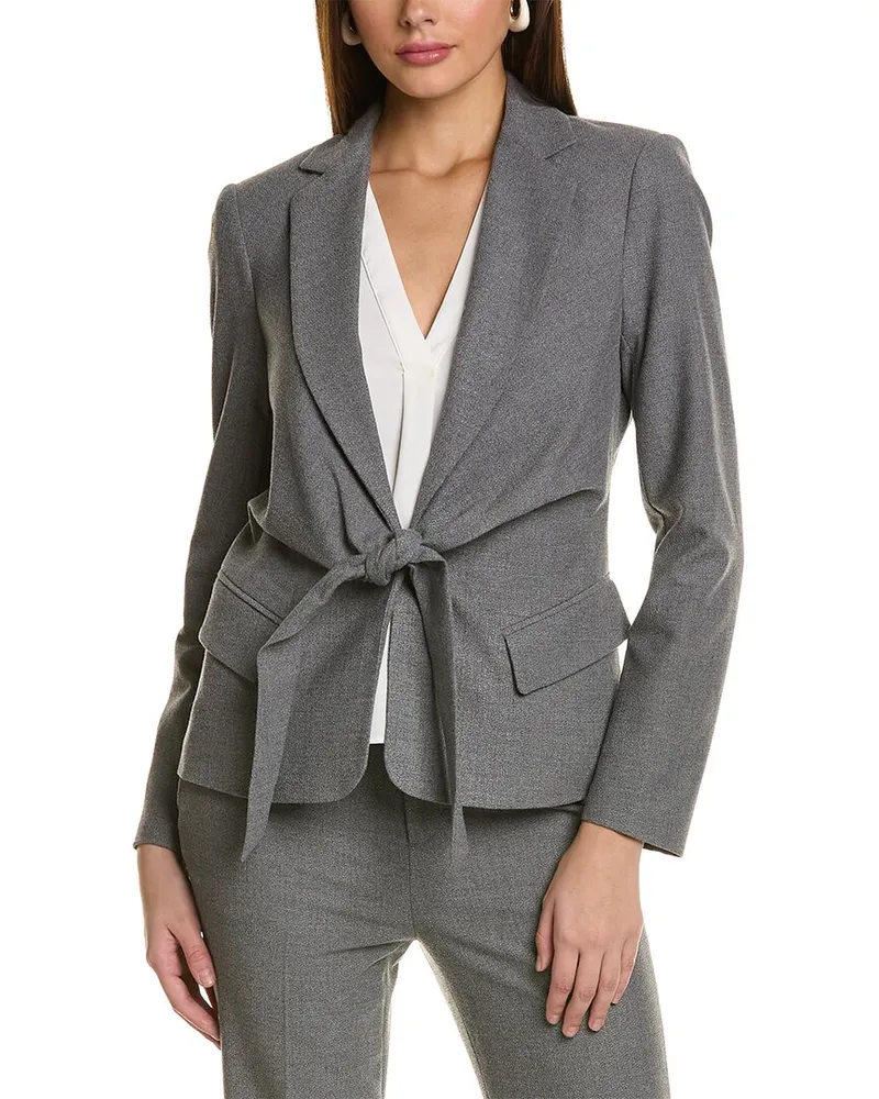 DKNY Tie-Front Wrap Blazer Grey