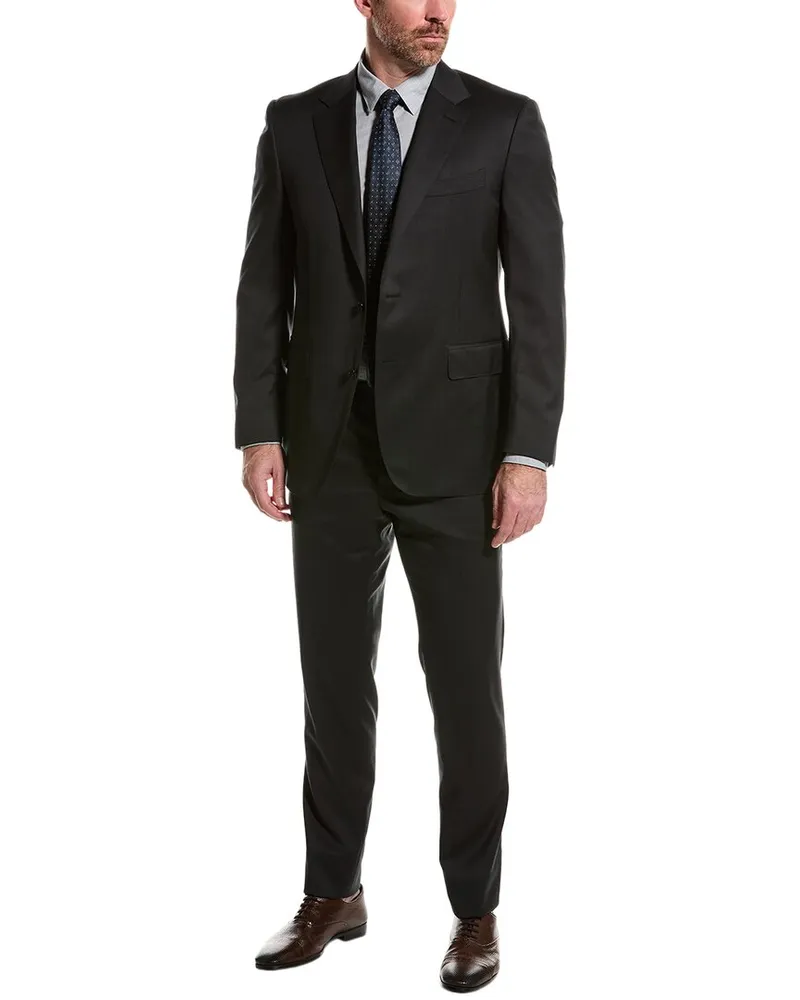 Canali Wool Suit with Flat Front Pant Grey