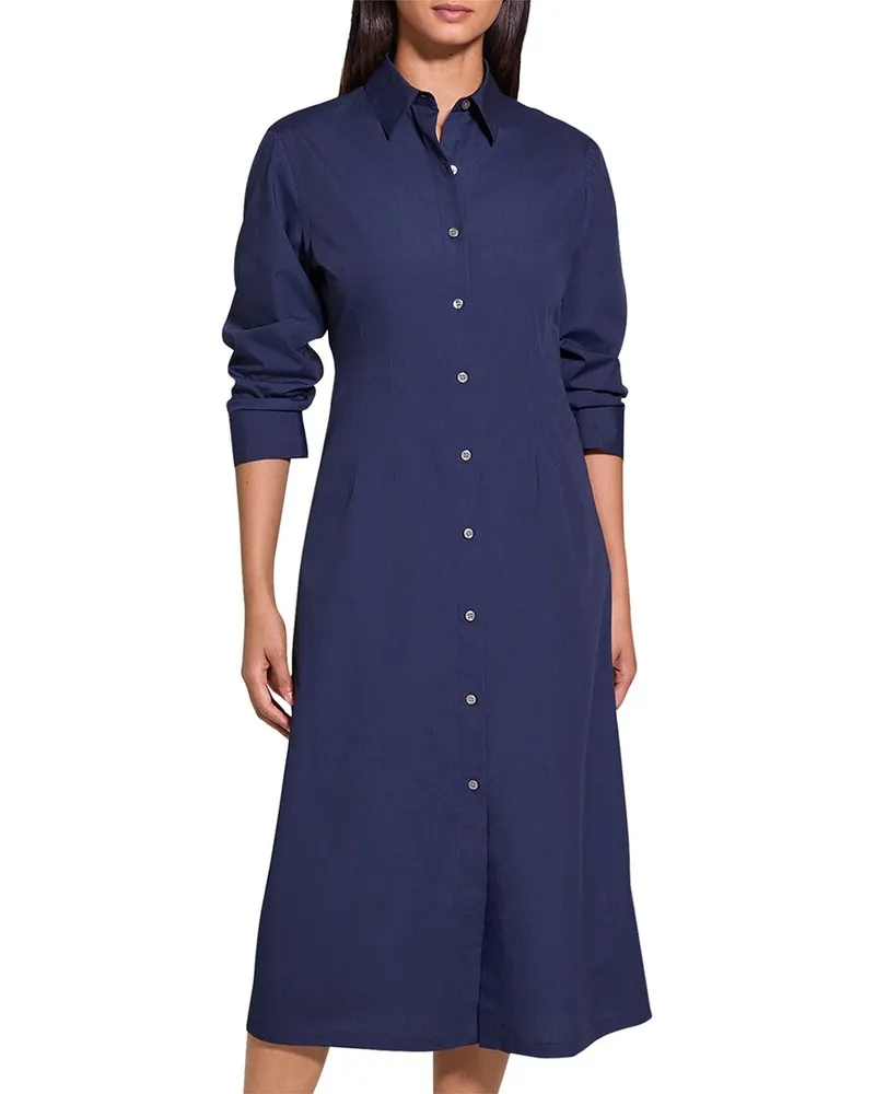 Theory Poplin Fixed Sleeve Dress Blue