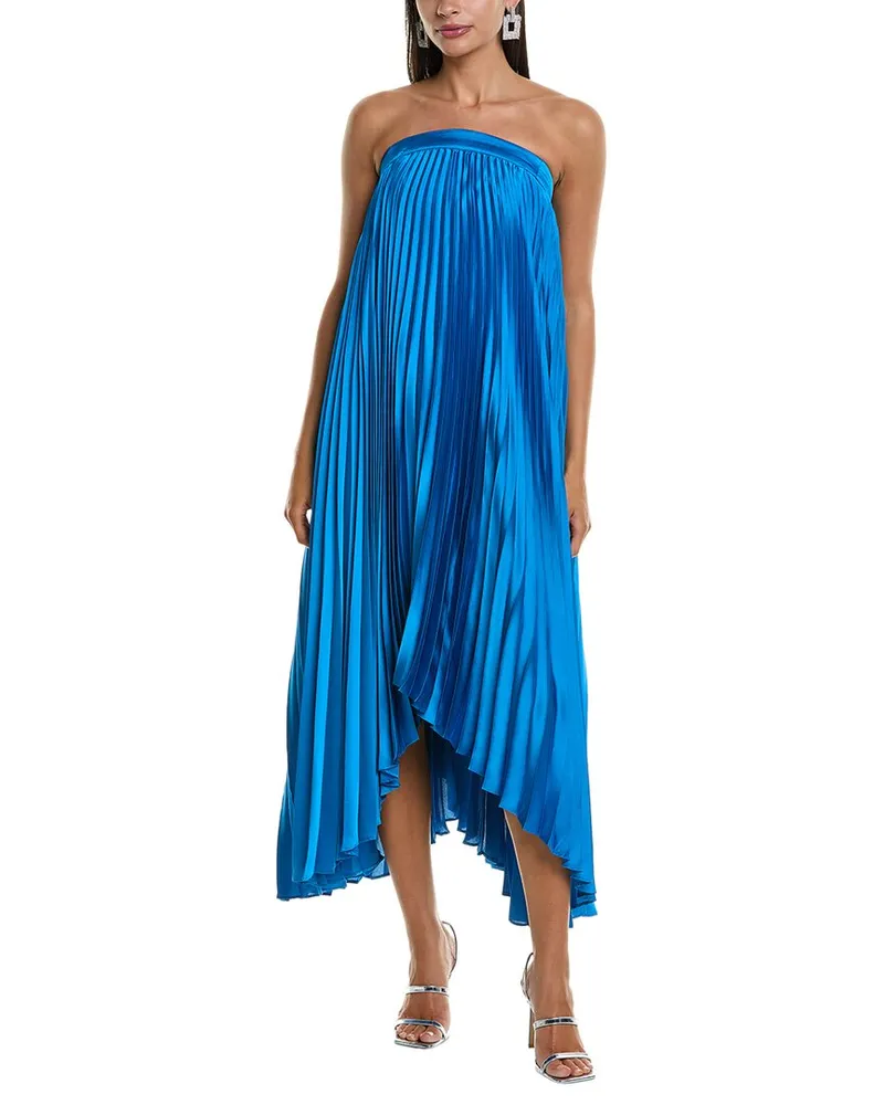 Milly Jordyn Satin Midi Dress Blue