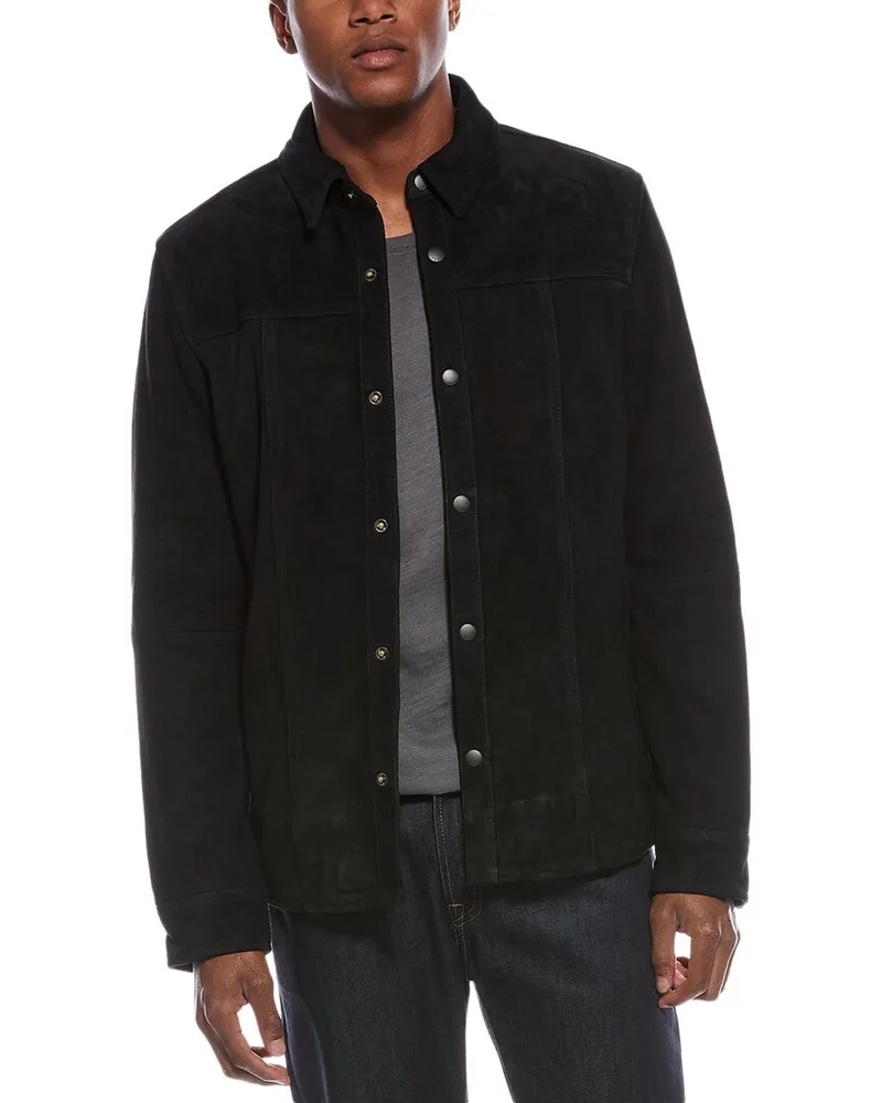 John Varvatos Wil Suede Shirt Jacket Black