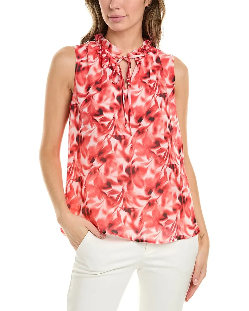 Anne Klein Ruffle Neck Blouse Red