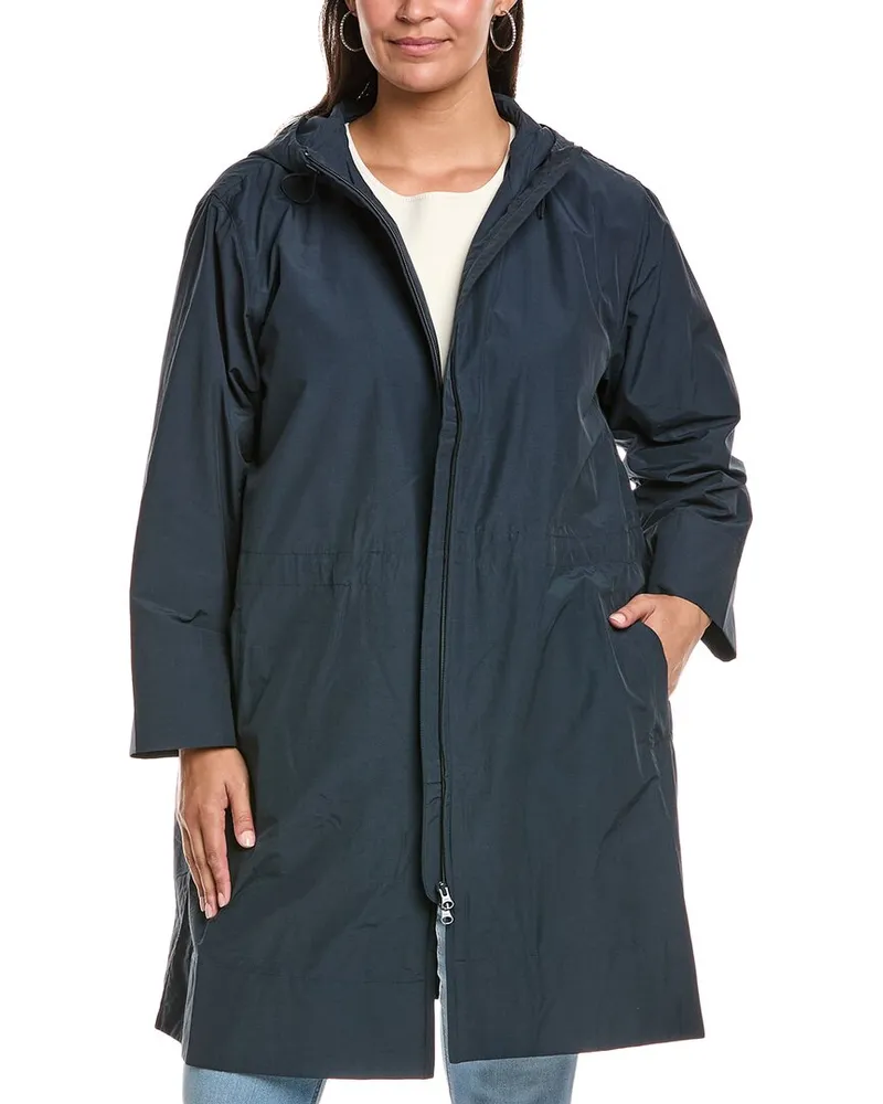 Eileen Fisher Plus Hooded Coat Blue