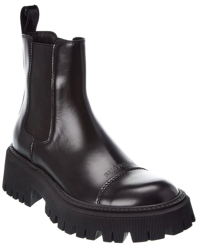 Balenciaga Tractor Leather Bootie Black