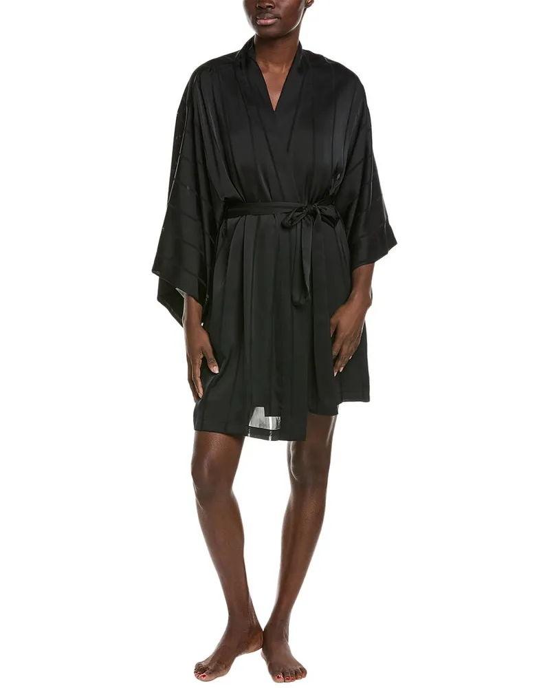 NATORI Sheer Stripe Jacquard Wrap Black