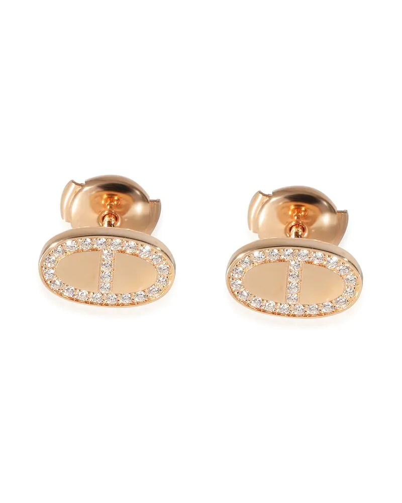 Hermès Chaine d'Ancre 18K Rose Gold 0.36 ct. tw. Diamond Stud Earring (Authentic Pre-Loved Nocolor
