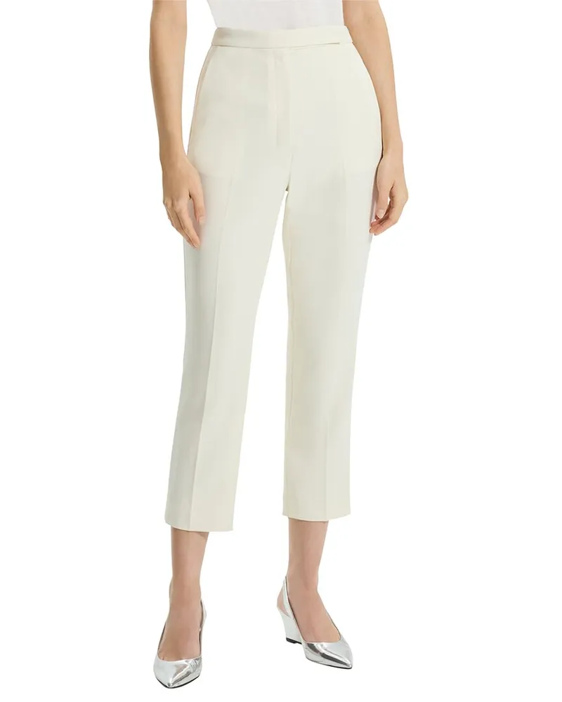Theory High-Waist Slim Crop Pant White