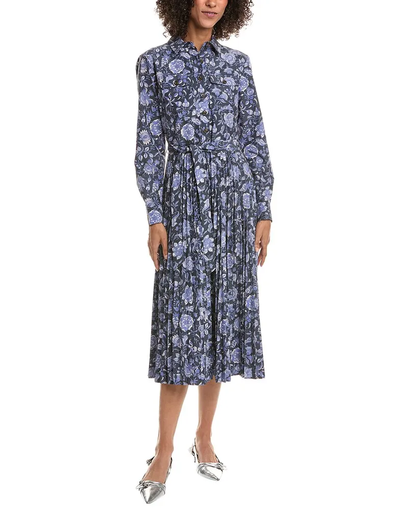 Derek Lam Derek Lam Crosby Kenza Pleated Midi Dress Navy