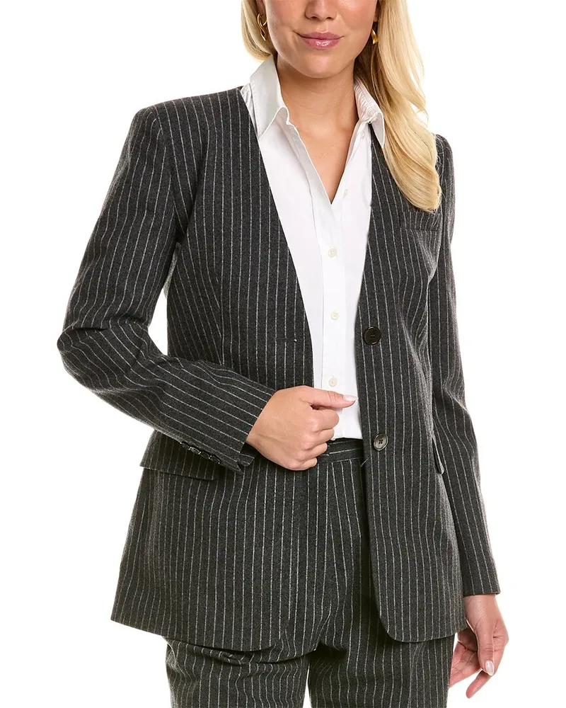 Michael Kors Pinstripe Wool-Blend Blazer Grey