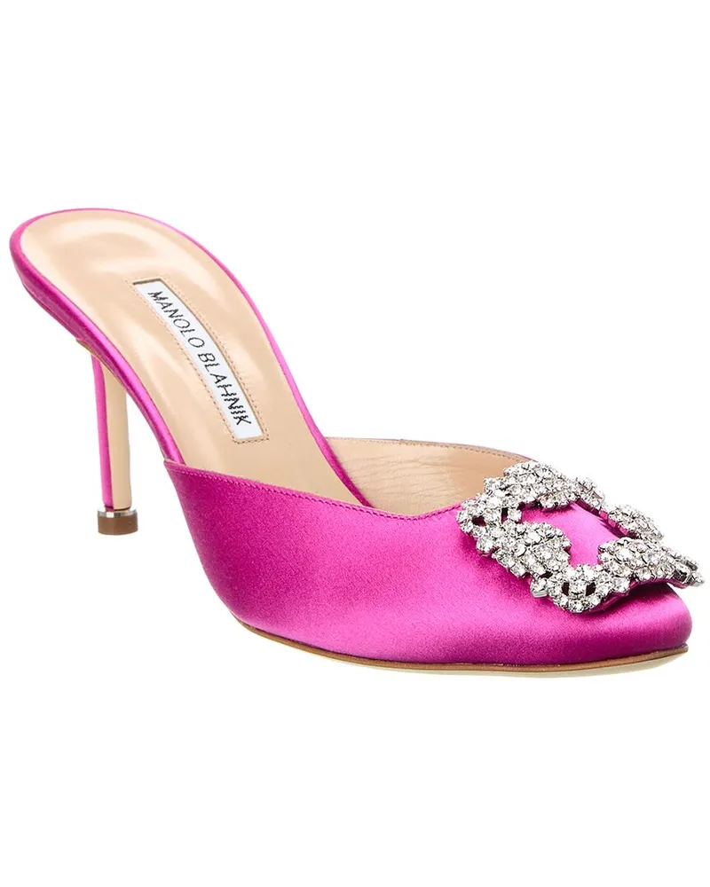 Manolo Blahnik Hangisimu 70 Satin Mule Pink