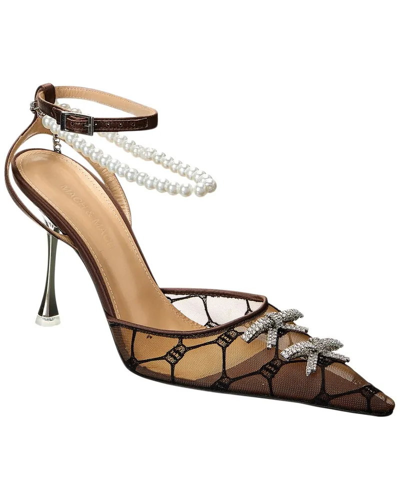 Mach & Mach Matilda Mesh & Leather Pump Brown