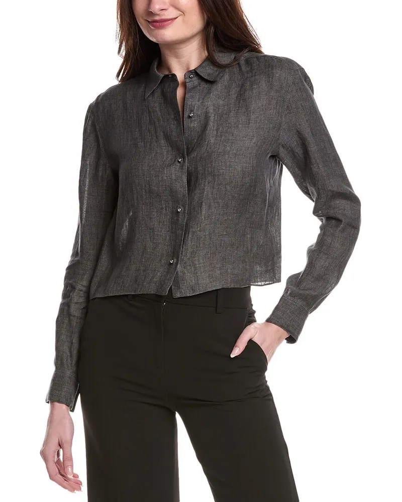 Theory Crop Taper Blouse Grey
