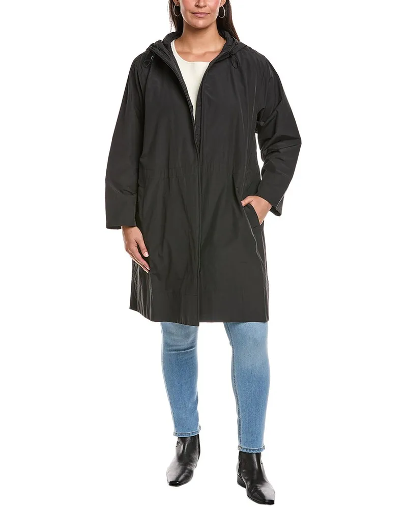 Eileen Fisher Plus Hooded Coat Black