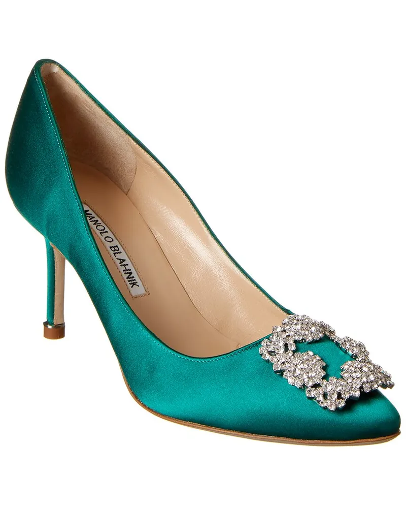 Manolo Blahnik Hangisi 70 Satin Pump Green
