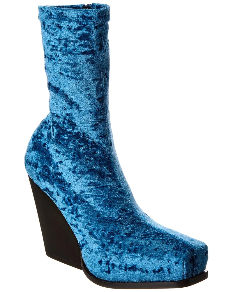 Stella McCartney Cowboy Crushed Velvet Boot Blue