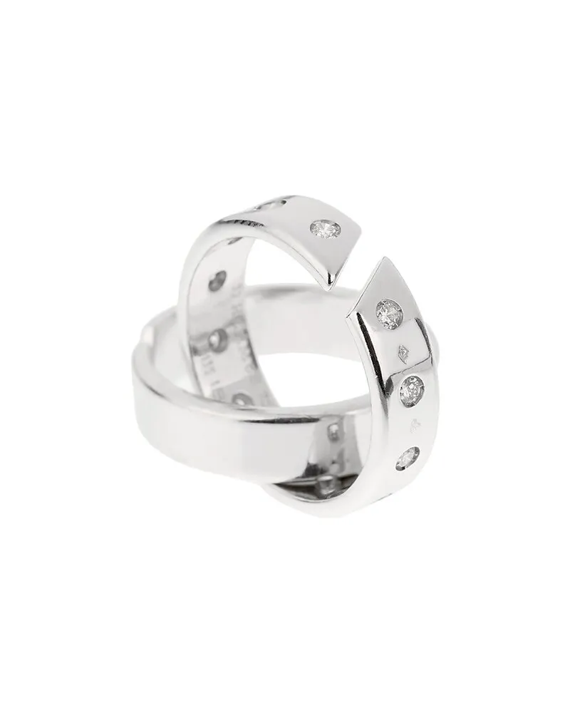 Hermès Hermes 18K 0.40 ct. tw. Diamond Double Band Cocktail Ring (Authentic Pre- Owned Nocolor