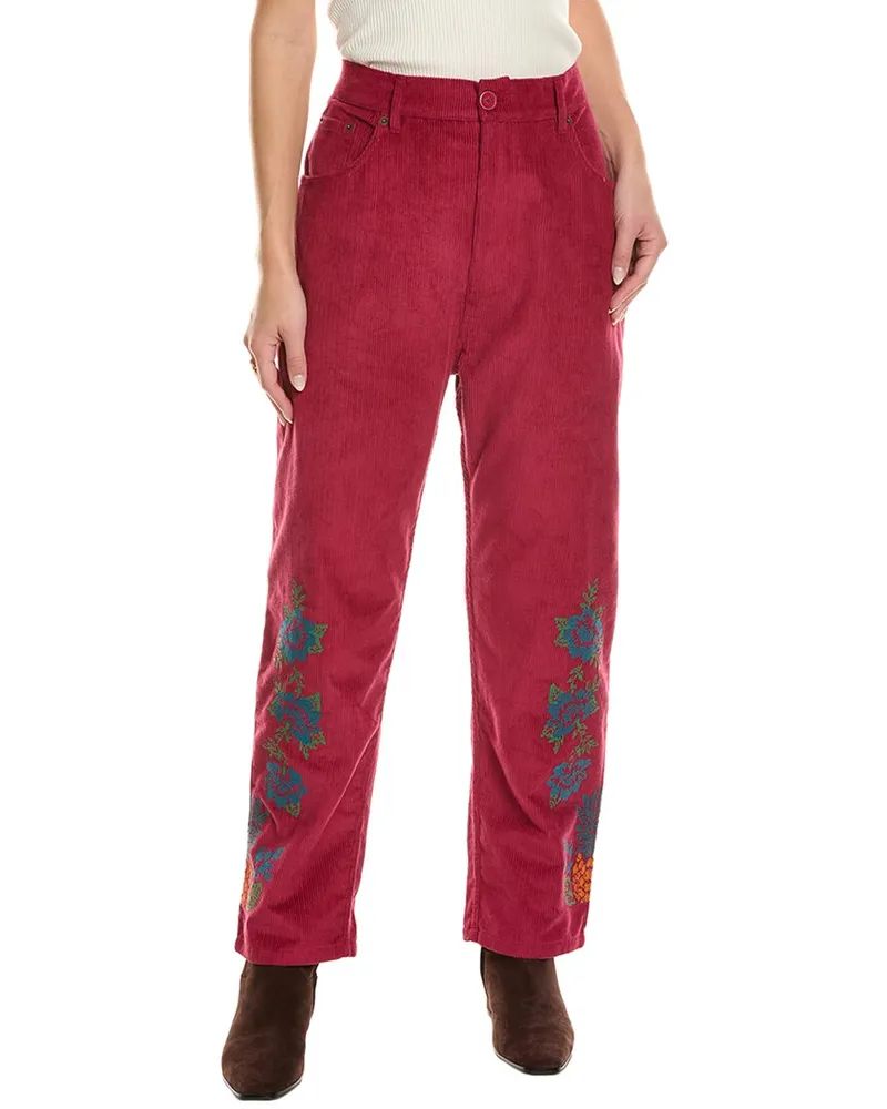 FARM Rio Embroidered Corduroy Pant Pink