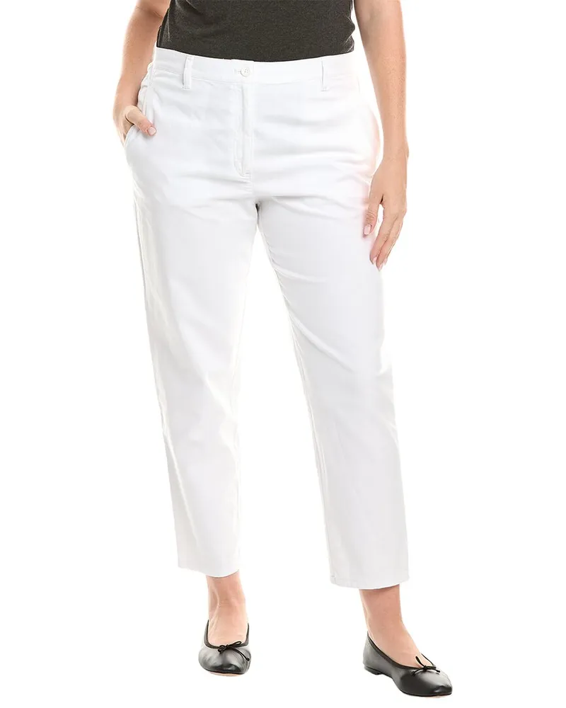 Eileen Fisher Plus High Waisted Tap Ankle Pant White
