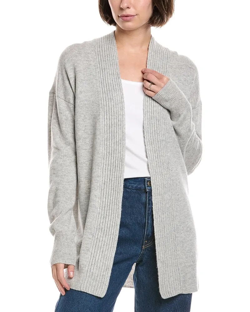 Vince Rib Placket Wool & Cashmere-Blend Cardigan Beige