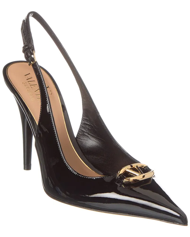 Valentino Garavani VLogo 90 Patent Slingback Pump Black