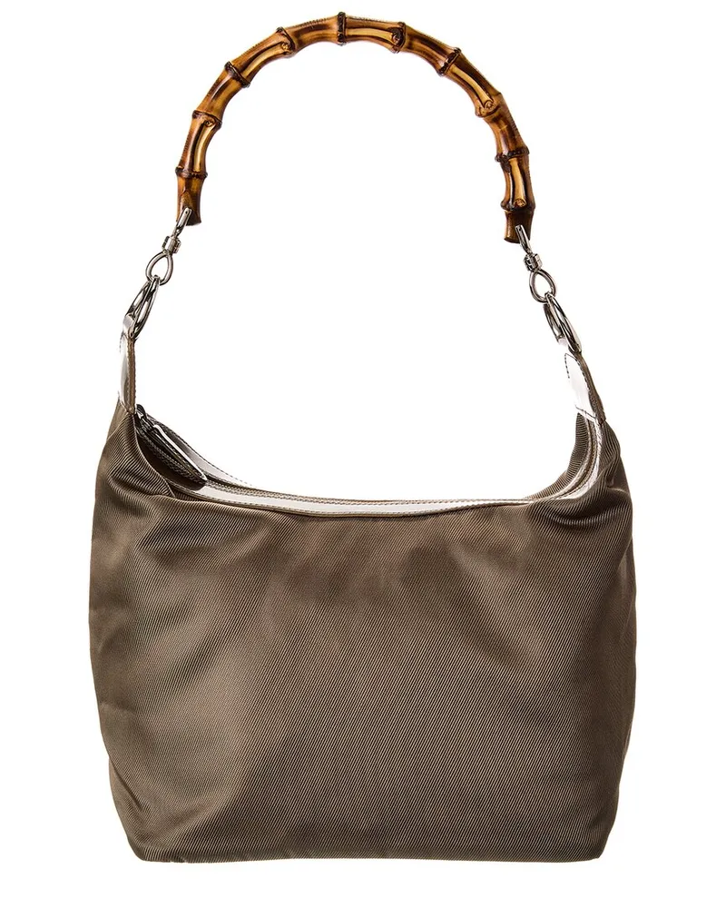 Gucci Olive Leather Bamboo Shoulder Bag (Authentic Pre-Loved Nocolor