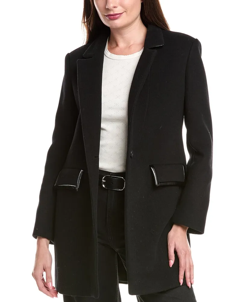 Maje Wool-Blend Coat Black