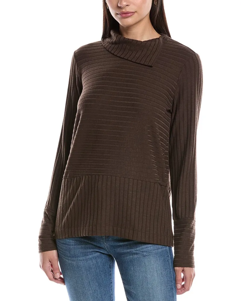 Michael Stars Sigourney Generous Fit Cowl Neck Top Brown