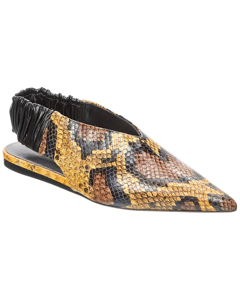 Proenza Schouler Snake-Embossed Leather Slingback Flat Yellow