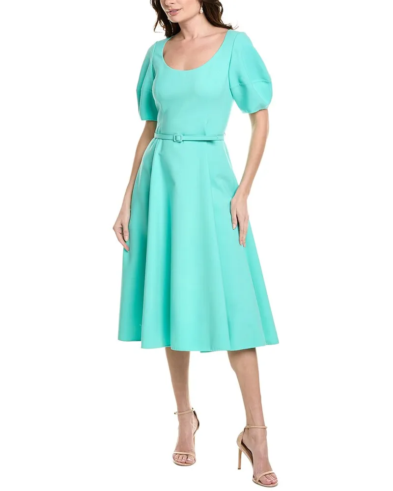 Oscar de la Renta Wool-Blend Midi Dress Green