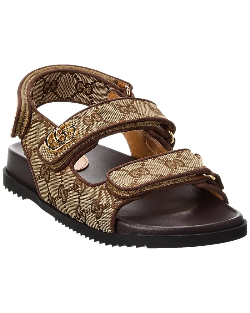 Gucci GG Canvas & Leather Sandal Brown