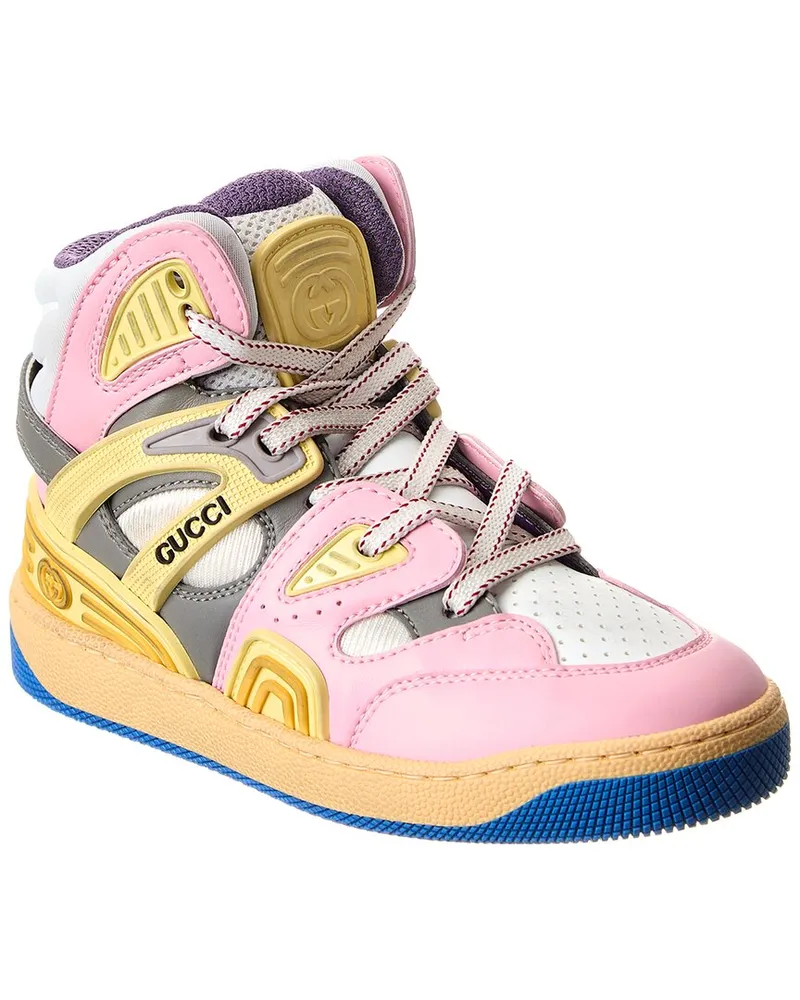 Gucci Basket Leather & Mesh Sneaker Pink