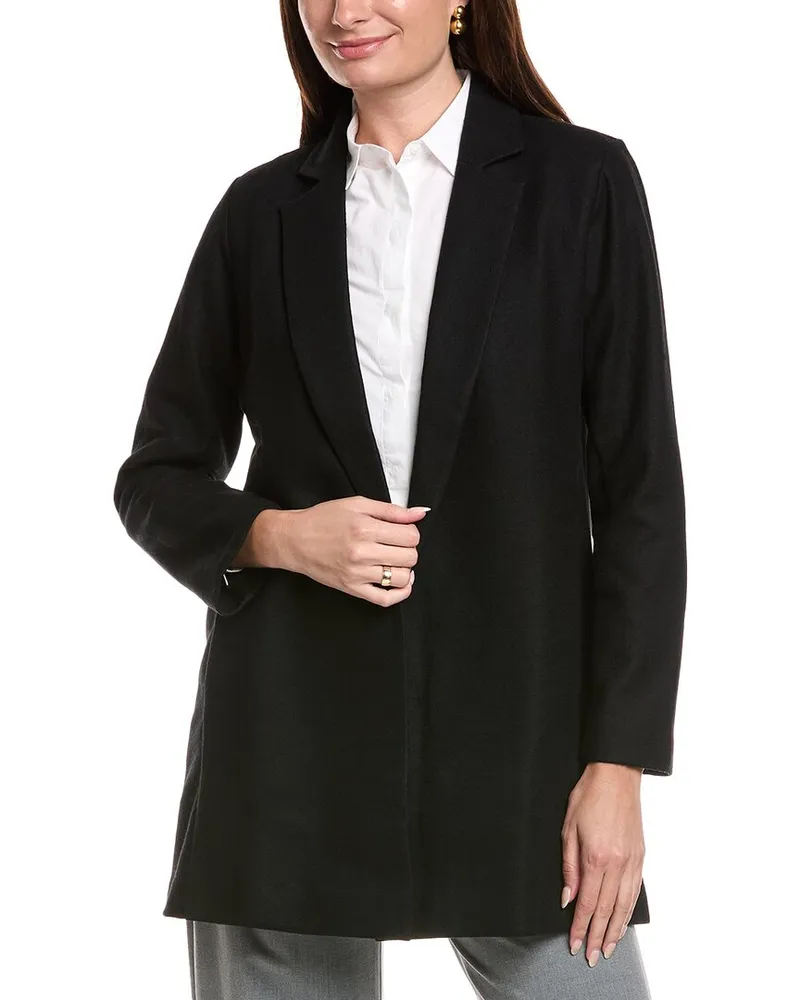 Eileen Fisher Petite Felted Wool Long Blazer Black