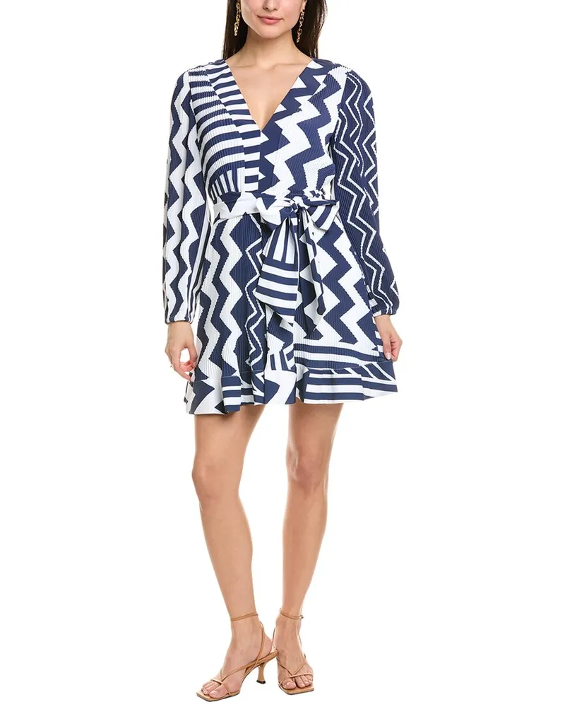Milly Liv Pleated Satin Mini Dress Blue