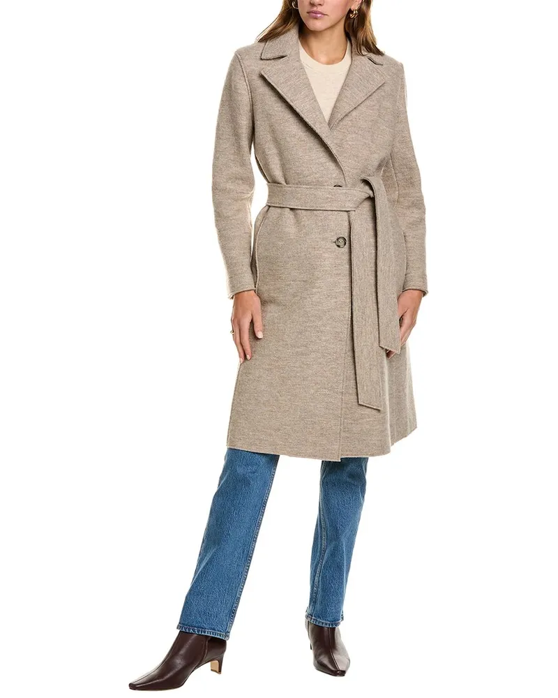 Cinzia Rocca Long Wool Trench Coat Brown